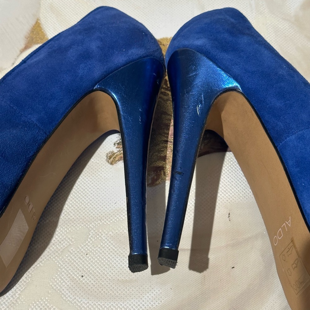 Aldo Suede Leather Pointed Toe High Heels, Pumps Size 6 Blue - Picture 9 of 10